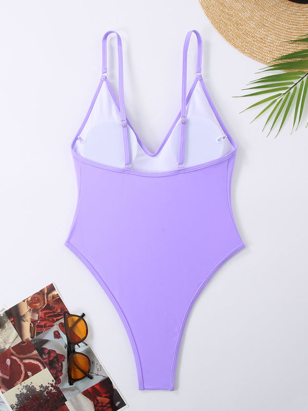 Women's multi-color sexy suspender one-piece bikini beach nightclub hot spring swimsuit